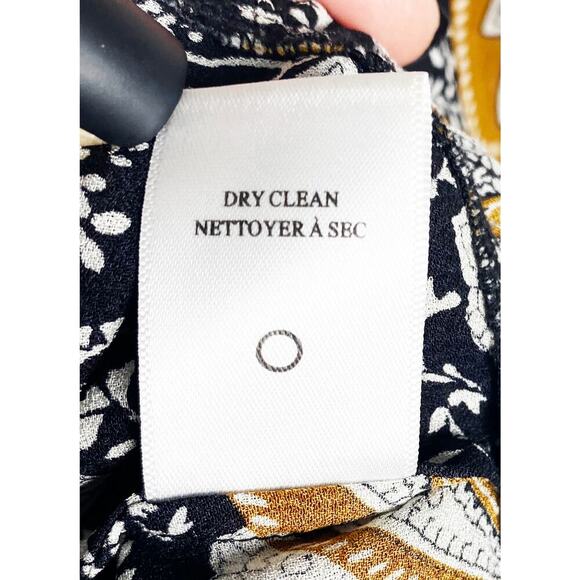 A.L.C. Women's Floral Lox Silk Top Black Gold Keyhole/V Neck Long Sleeve Peplum - Picture 13 of 13